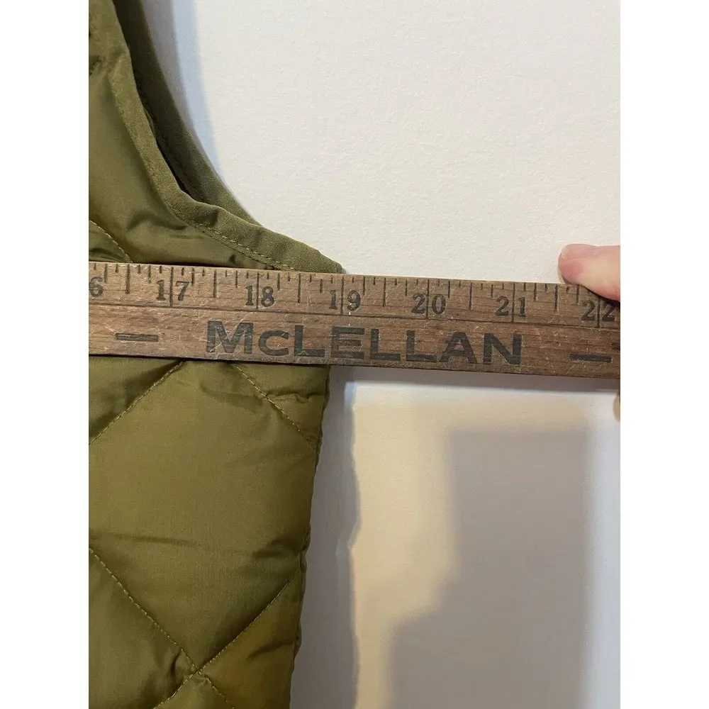 J Crew Vest‎ Womens S Olive Green Quilted Excursion Down Vest Hiking  B0109 - Picture 7 of 11
